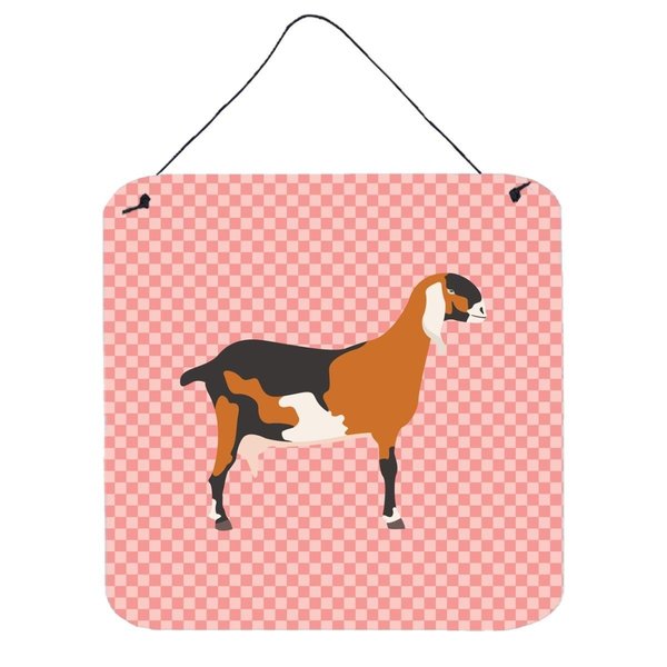 Micasa Anglo Nubian Goat Pink Check Wall or Door Hanging Prints6 x 6 in. MI229770